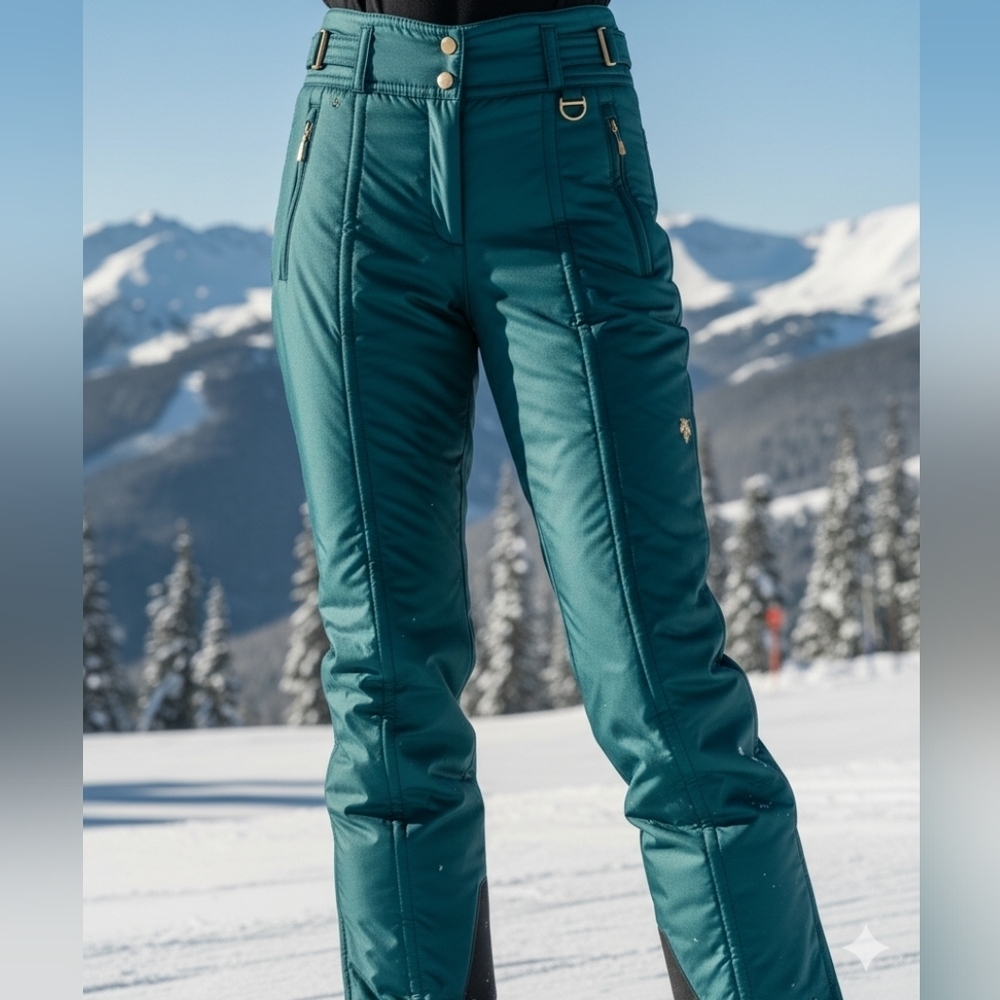 Descente Teal Ski Pants Golden Accents Size XS Weather Proof Perfect Condition